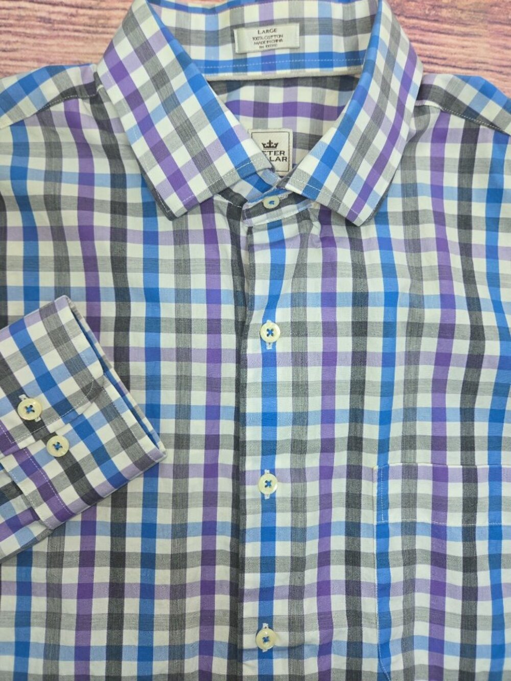 Peter Millar Mens Multicolor Check Shirt Large